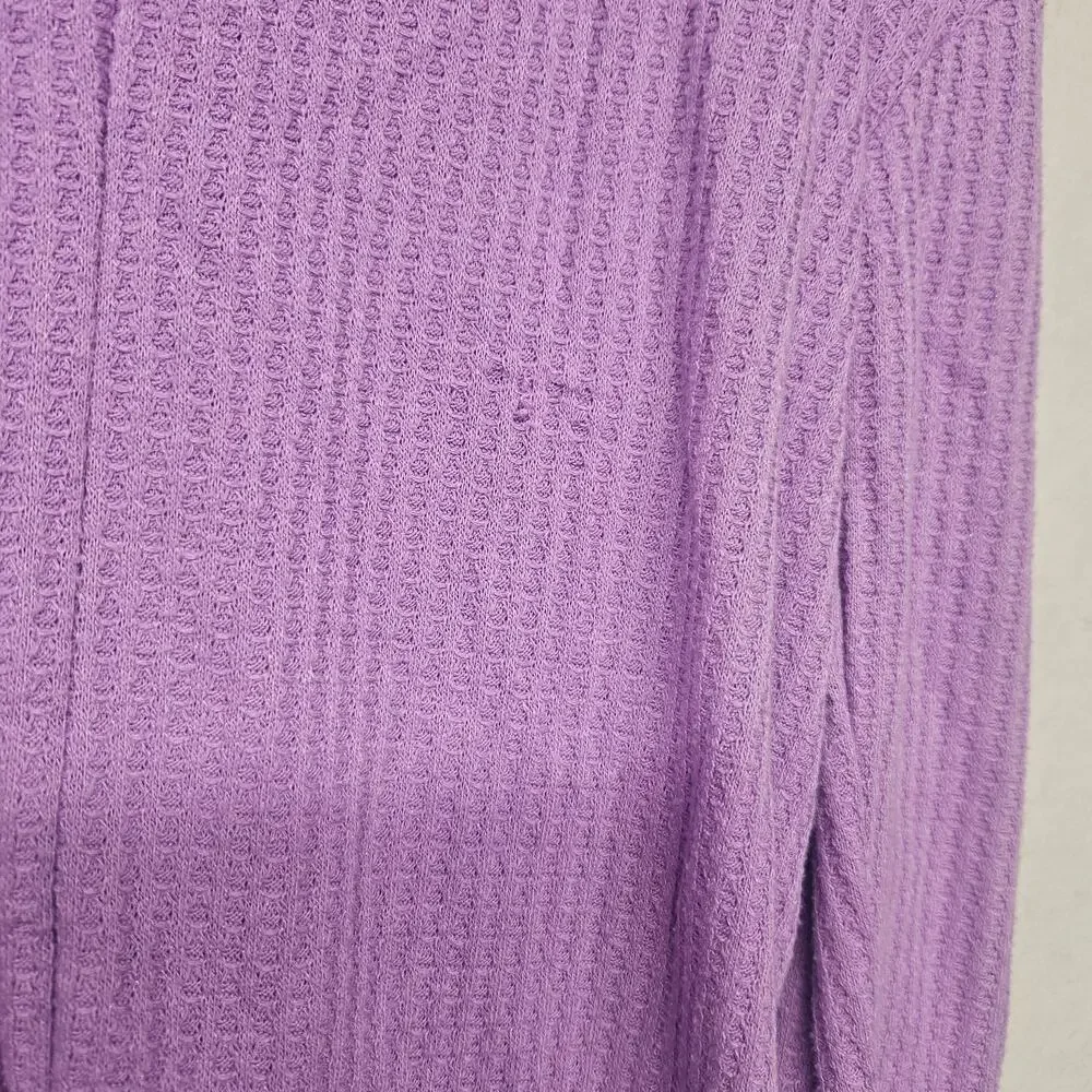 Justice Girls Purple Waffle Knit Shirt Lace Up Long Sleeve Size XS (5/6)